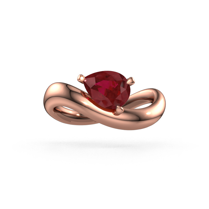 Image of Engagement ring Chloe PER 585 rose gold Ruby 8x6 mm