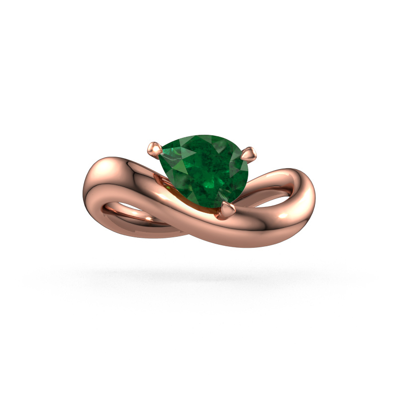 Image of Engagement ring Chloe PER 585 rose gold Emerald 8x6 mm