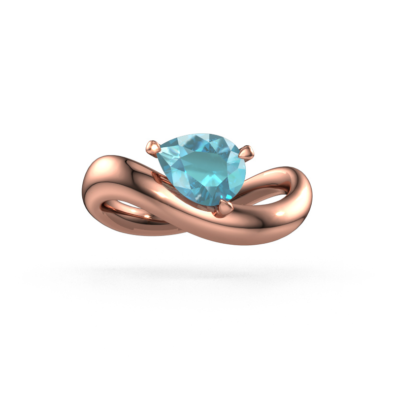 Bild von Verlobungsring Chloe PER 585 Roségold Blau Topas 8x6 mm