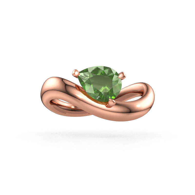 Bild av Förlovningsring Chloe PER 585 roséguld Grön turmalin 8x6 mm
