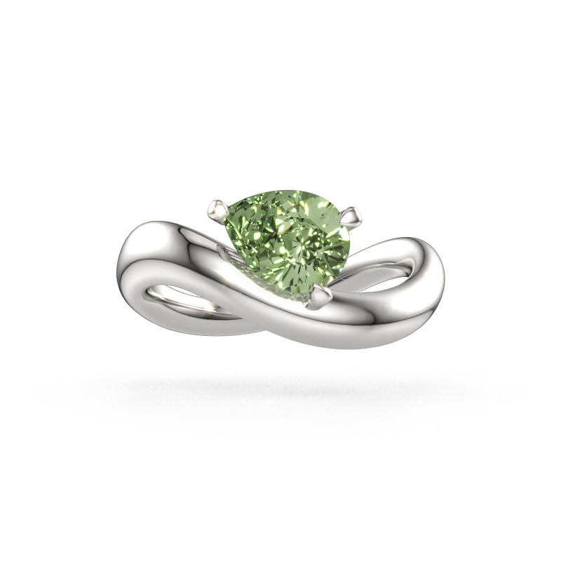 Bild av Förlovningsring Chloe PER 950 platina Grön labbodlad diamant 8x6 mm