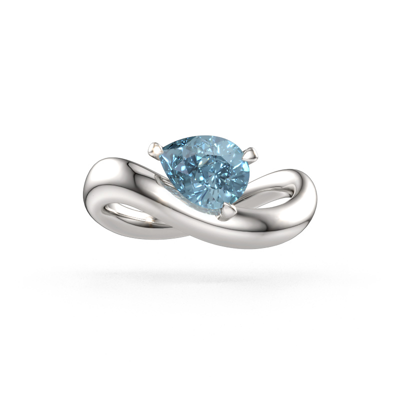 Immagine di Anello di fidanzamento Chloe PER 950 platino Diamante lab grown blu 8x6 mm