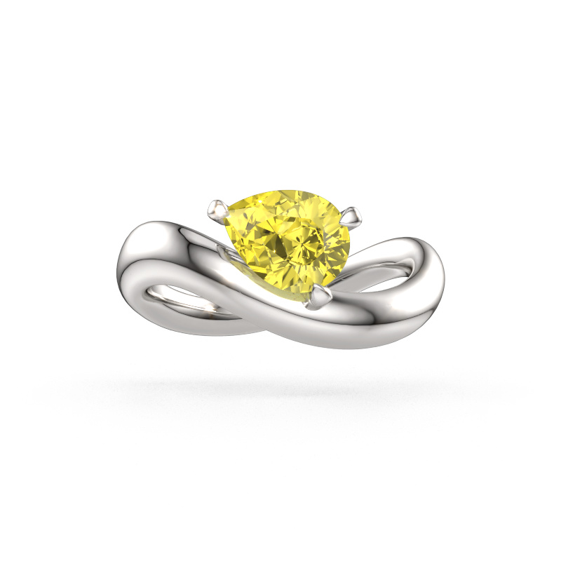Bild av Förlovningsring Chloe PER 950 platina Gul labbodlad diamant 8x6 mm