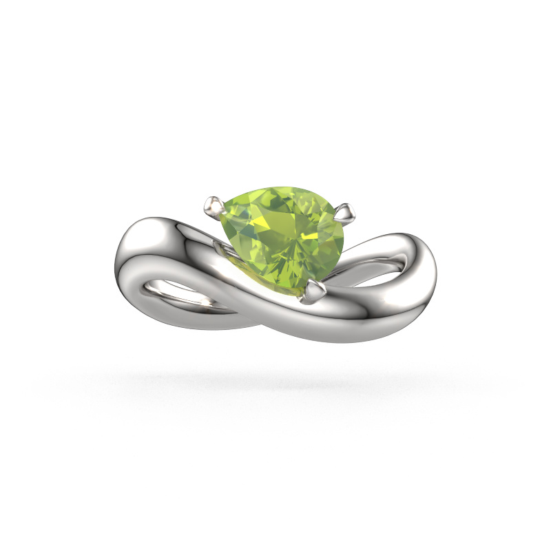 Image of Engagement ring Chloe PER 585 white gold Peridot 8x6 mm
