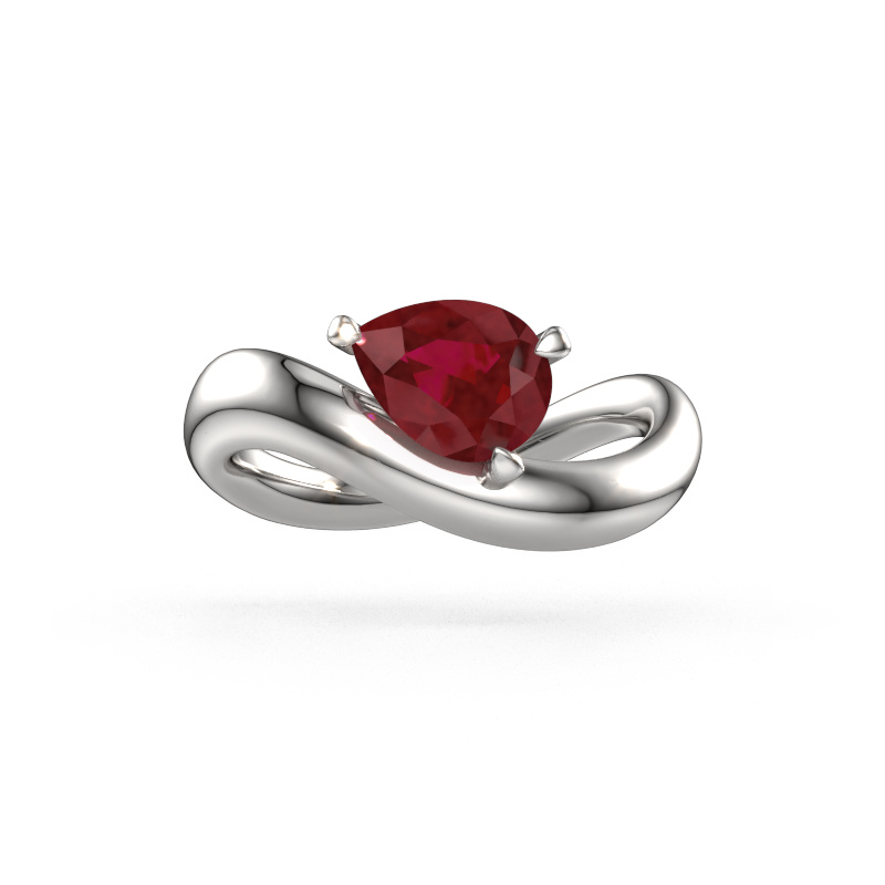 Image of Engagement ring Chloe PER 950 platinum Ruby 8x6 mm