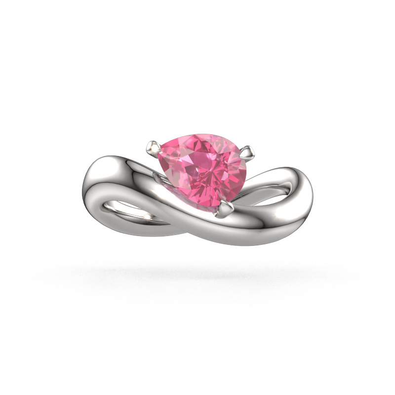 Image of Engagement ring Chloe PER 585 white gold Pink sapphire 8x6 mm