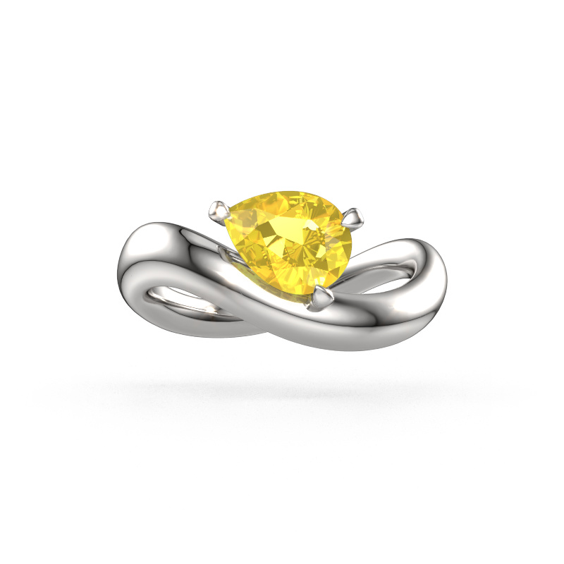 Bild von Verlobungsring Chloe PER 585 Weißgold Gelb Saphir 8x6 mm