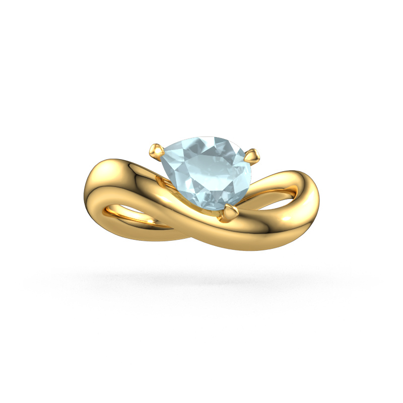 Image of Engagement ring Chloe PER 585 gold Aquamarine 8x6 mm