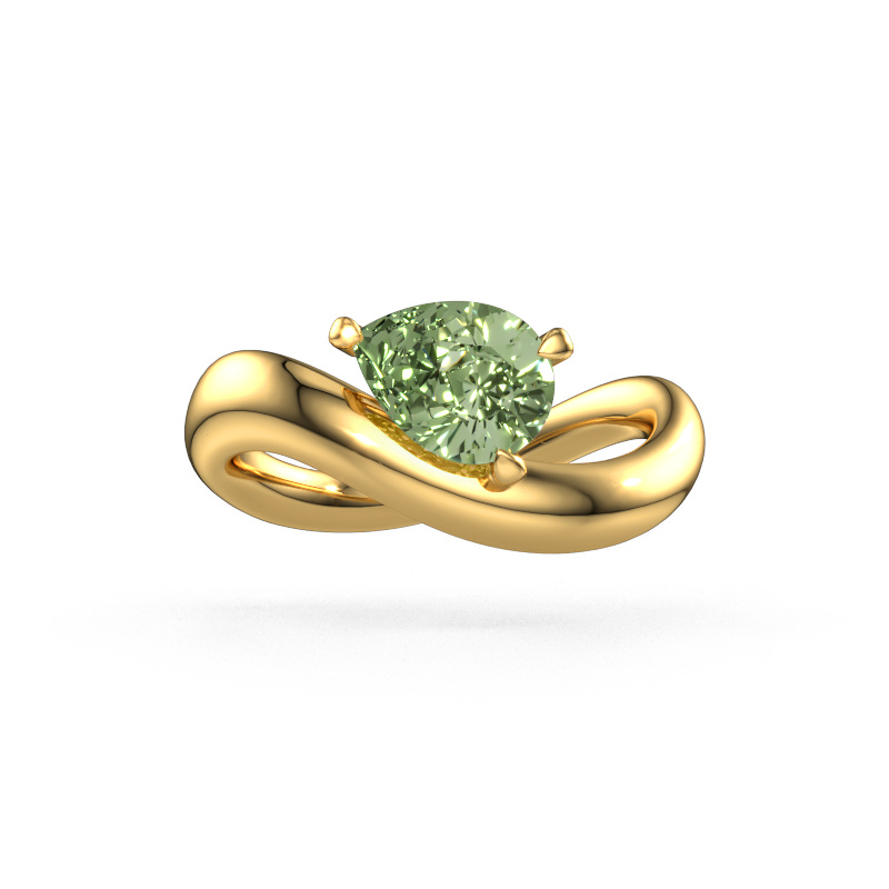 Image of Engagement ring Chloe PER 585 gold Green lab grown diamond 8x6 mm