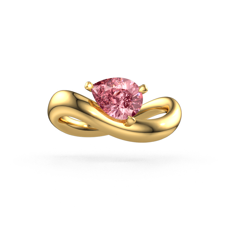 Image of Engagement ring Chloe PER 585 gold Pink lab grown diamond 8x6 mm