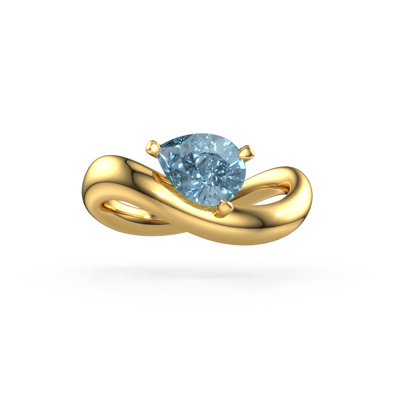 Image of Engagement ring Chloe PER 585 gold Blue lab grown diamond 8x6 mm