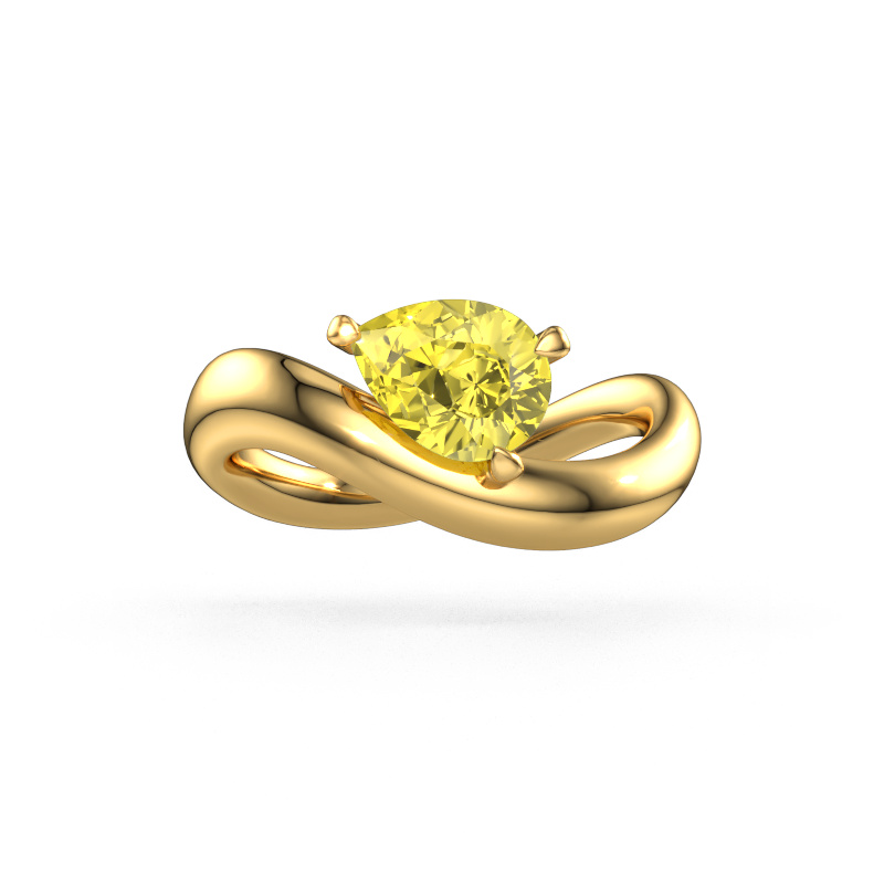 Image of Engagement ring Chloe PER 585 gold Yellow lab grown diamond 8x6 mm
