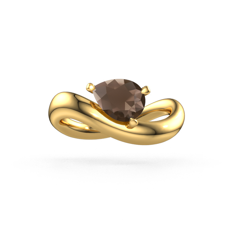 Image of Engagement ring Chloe PER 585 gold Smokey quartz 8x6 mm