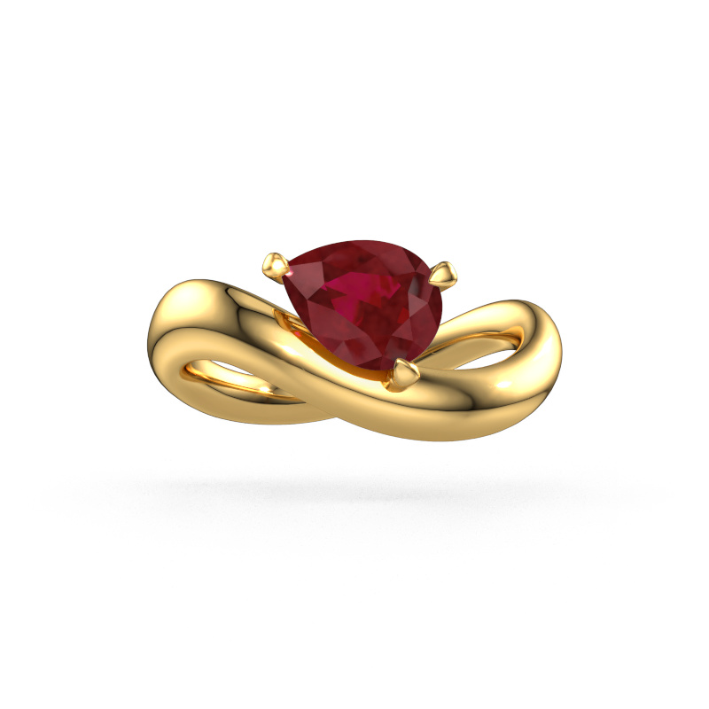 Image of Engagement ring Chloe PER 585 gold Ruby 8x6 mm