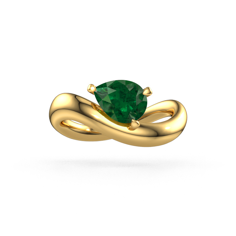 Image of Engagement ring Chloe PER 585 gold Emerald 8x6 mm