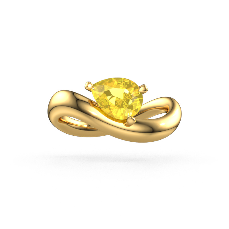 Image of Engagement ring Chloe PER 585 gold Yellow sapphire 8x6 mm