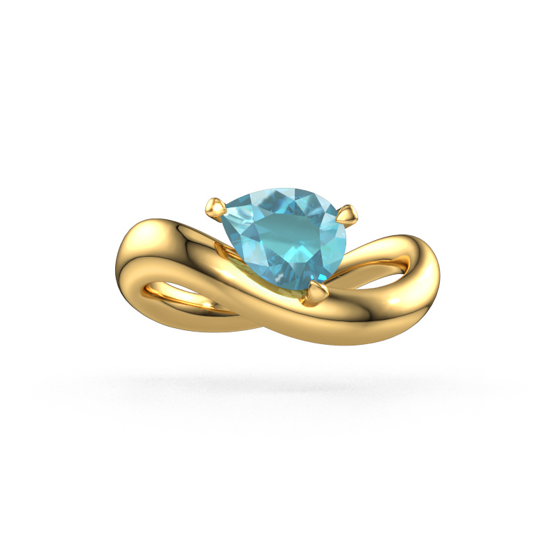 Image de Bague de fiançailles Chloe PER 585 or jaune Topaze bleue 8x6 mm