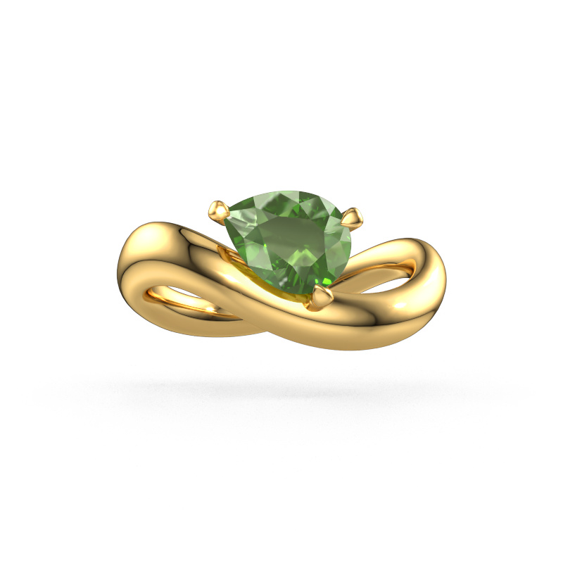 Bild von Verlobungsring Chloe PER 585 Gold Turmalin grün 8x6 mm