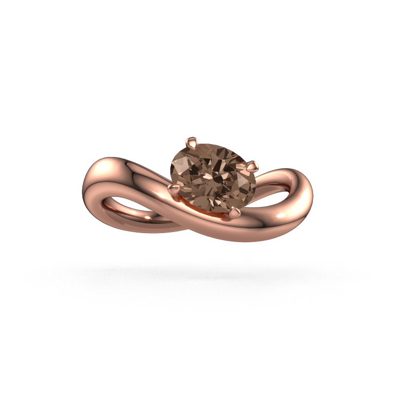 Image of Engagement ring Chloe OVL 585 rose gold Brown diamond 0.80 crt