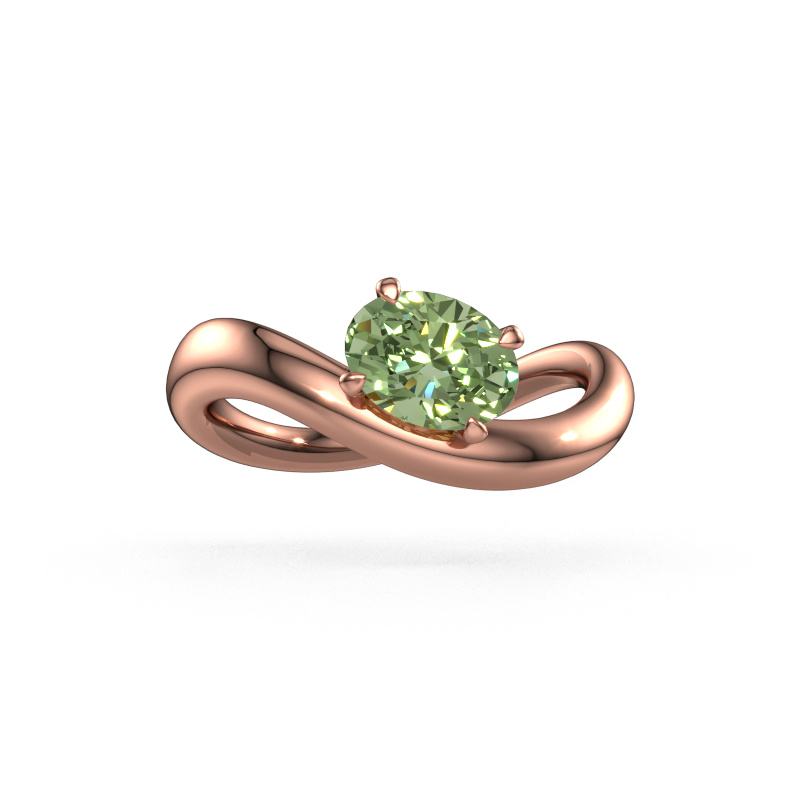 Image of Engagement ring Chloe OVL 585 rose gold Green lab grown diamond 7,5x5,5 mm