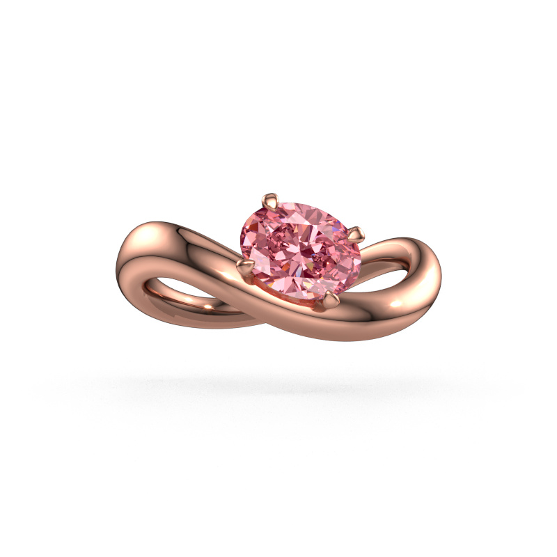 Image of Engagement ring Chloe OVL 585 rose gold Pink lab grown diamond 7,5x5,5 mm