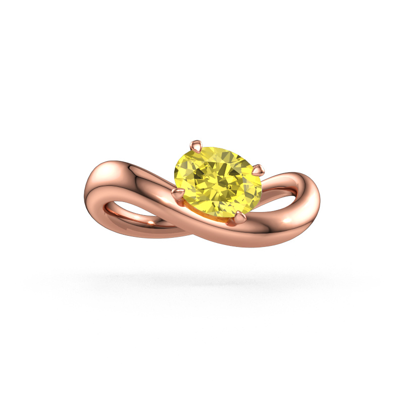 Immagine di Anello di fidanzamento Chloe OVL 585 oro rosa Diamante lab grown giallo 7,5x5,5 mm