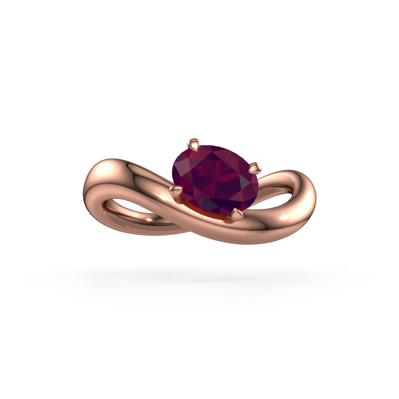 Image of Engagement ring Chloe OVL 585 rose gold Rhodolite 7,5x5,5 mm