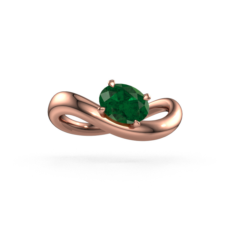 Image of Engagement ring Chloe OVL 585 rose gold Emerald 7,5x5,5 mm