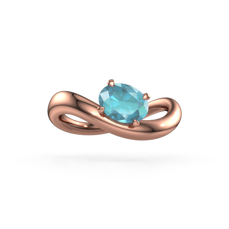 Image of Engagement ring Chloe OVL 585 rose gold Blue topaz 7,5x5,5 mm