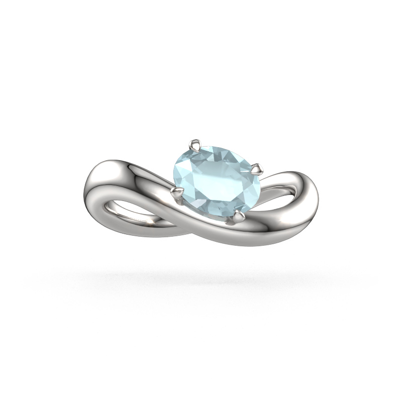 Image of Engagement ring Chloe OVL 585 white gold Aquamarine 7,5x5,5 mm