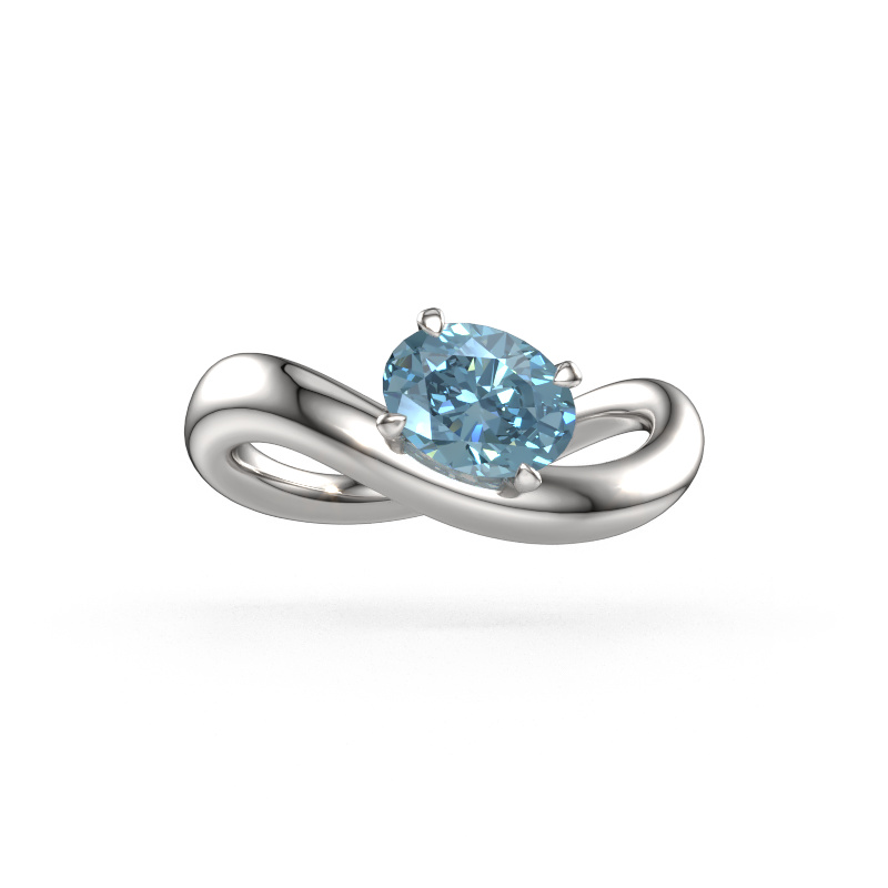Image de Bague de fiançailles Chloe OVL 950 platine Diamant synthétique bleu 7,5x5,5 mm