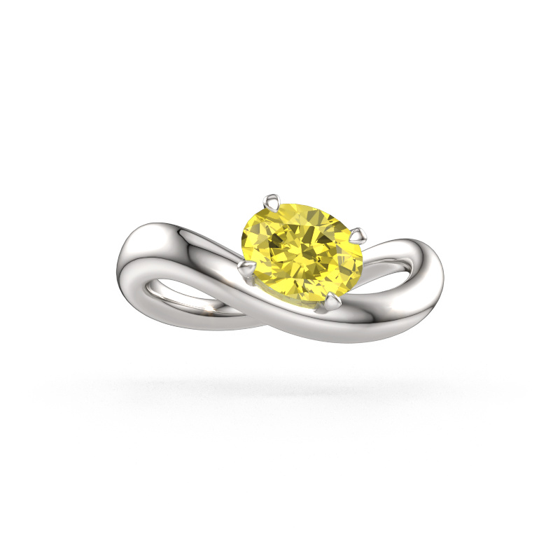 Bild av Förlovningsring Chloe OVL 950 platina Gul labbodlad diamant 7,5x5,5 mm