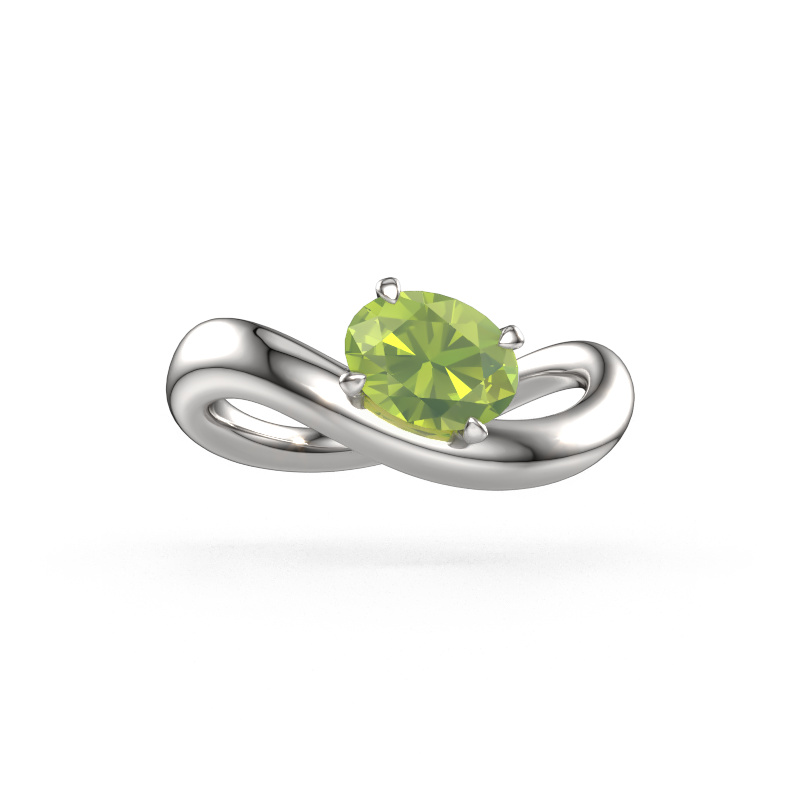 Image of Engagement ring Chloe OVL 585 white gold Peridot 7,5x5,5 mm