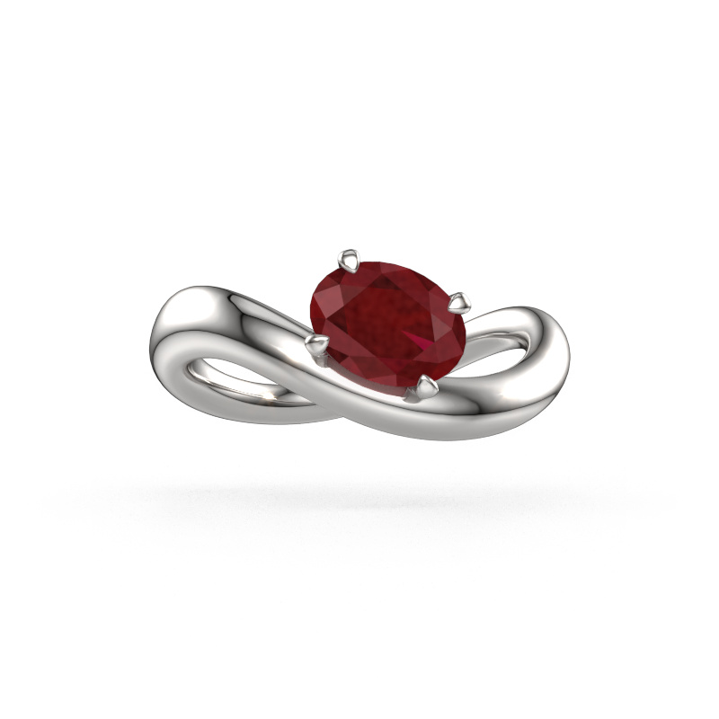 Image of Engagement ring Chloe OVL 585 white gold Ruby 7,5x5,5 mm