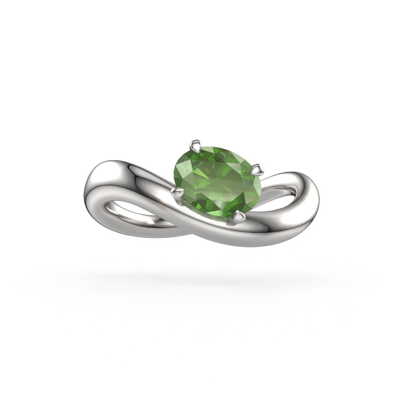 Image of Engagement ring Chloe OVL 950 platinum Tourmaline green 7,5x5,5 mm