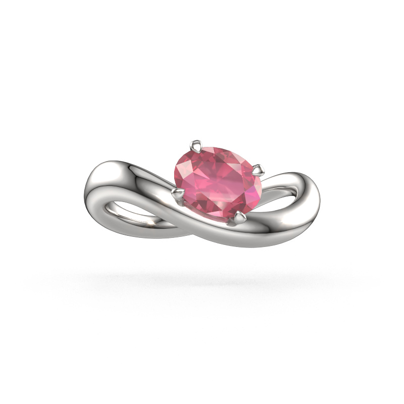 Afbeelding van Verlovingsring Chloe OVL 950 platina Toermalijn pink 7,5x5,5 mm