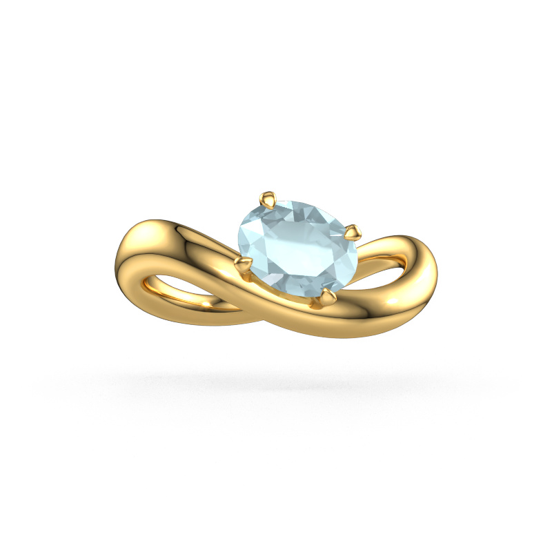 Image of Engagement ring Chloe OVL 585 gold Aquamarine 7,5x5,5 mm
