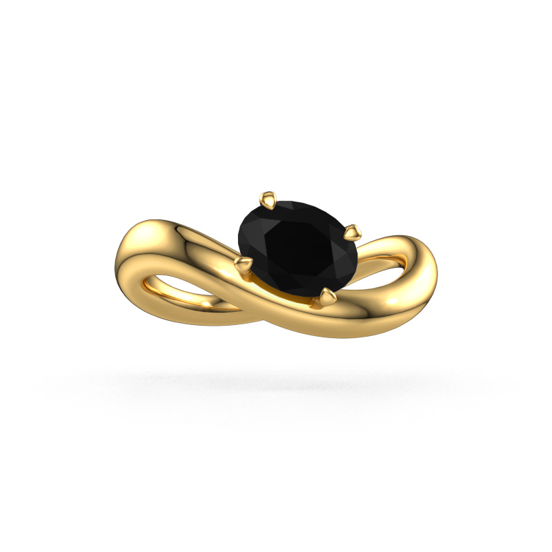 Image de Bague de fiançailles Chloe OVL 585 or jaune Diamant noir 1.10 crt