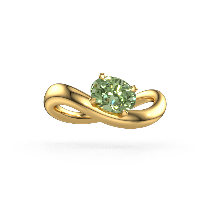 Image de Bague de fiançailles Chloe OVL 585 or jaune Diamants synthétiques vert 7,5x5,5 mm