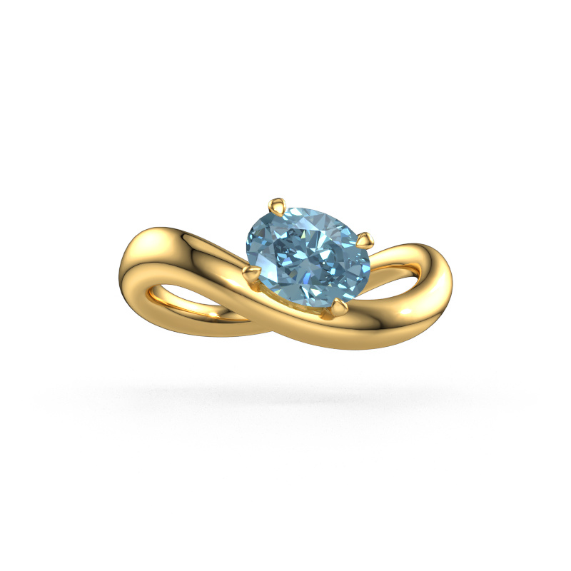 Image of Engagement ring Chloe OVL 585 gold Blue lab grown diamond 7,5x5,5 mm