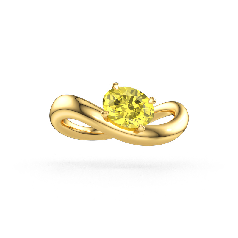 Image of Engagement ring Chloe OVL 585 gold Yellow lab grown diamond 7,5x5,5 mm