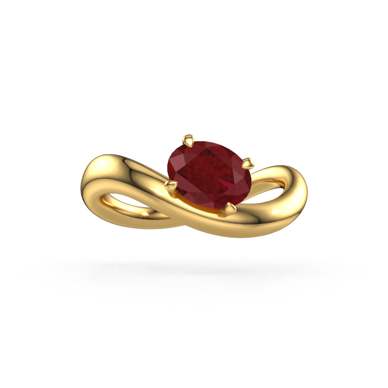 Image of Engagement ring Chloe OVL 585 gold Ruby 7,5x5,5 mm