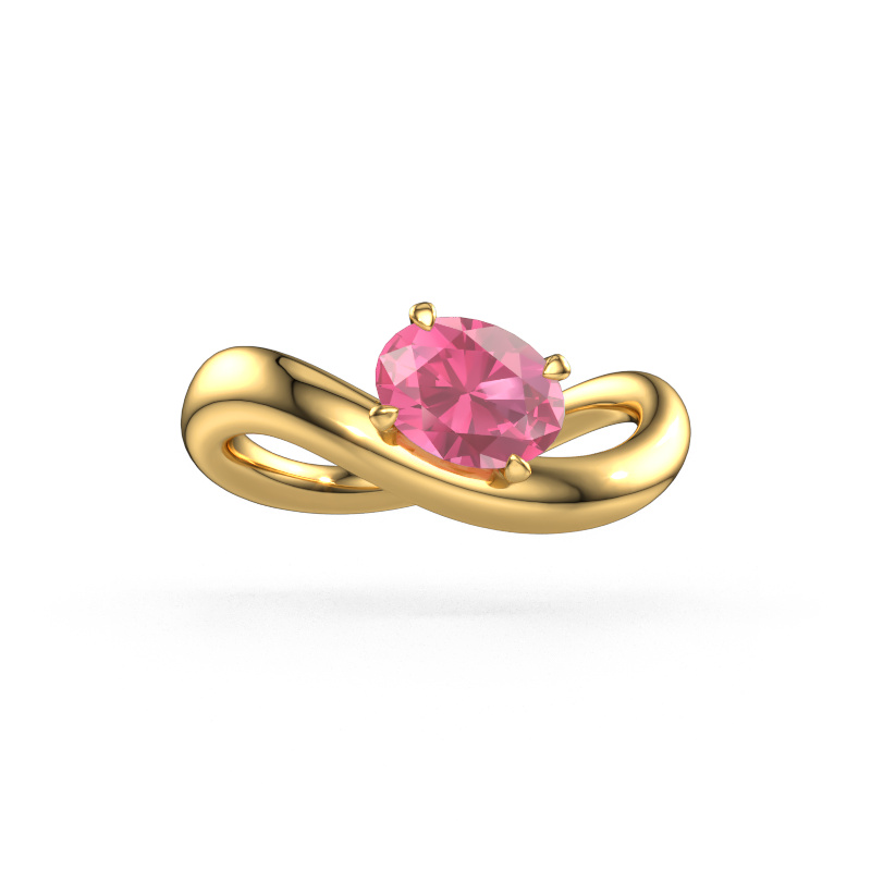Image de Bague de fiançailles Chloe OVL 585 or jaune Saphir rose 7,5x5,5 mm