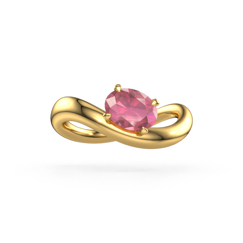 Image of Engagement ring Chloe OVL 585 gold Tourmaline pink 7,5x5,5 mm