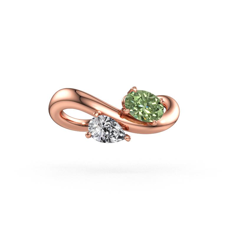 Bild av Förlovningsring Chloe OVL-PER 585 roséguld Grön labbodlad diamant 6.5x4.5 mm