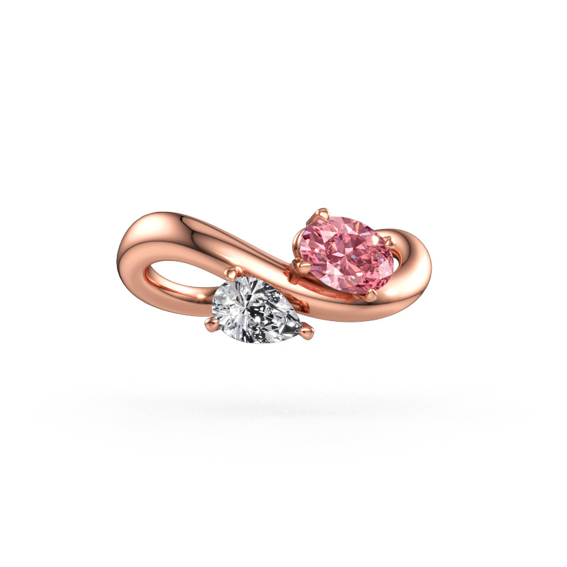 Image of Engagement ring Chloe OVL-PER 585 rose gold Pink lab grown diamond 6.5x4.5 mm