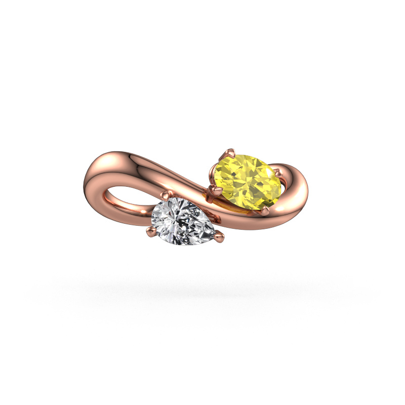 Image of Engagement ring Chloe OVL-PER 585 rose gold Yellow lab grown diamond 6.5x4.5 mm