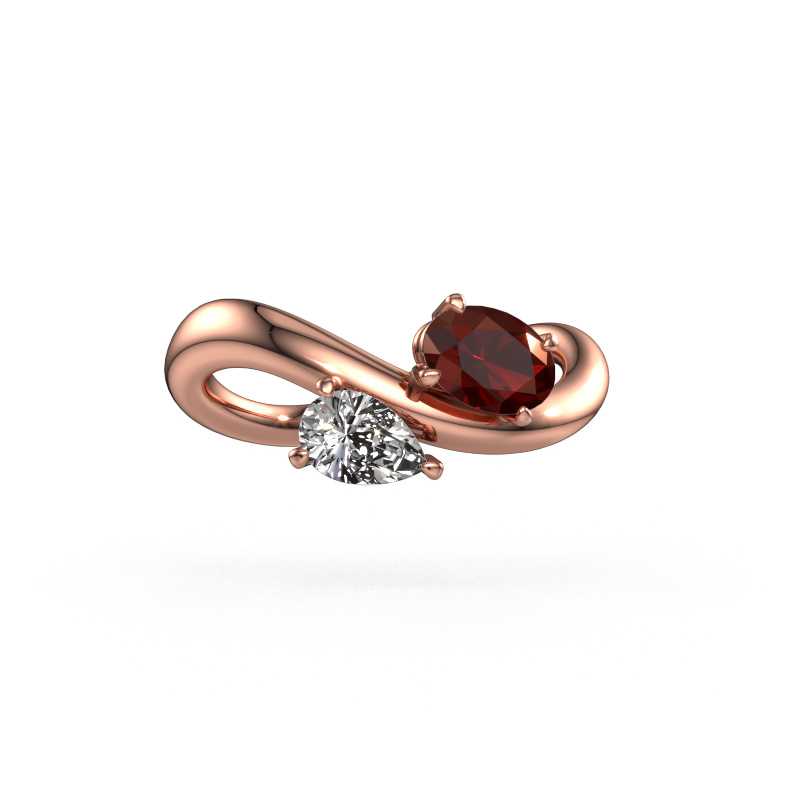Image of Engagement ring Chloe OVL-PER 585 rose gold Garnet 6.5x4.5 mm