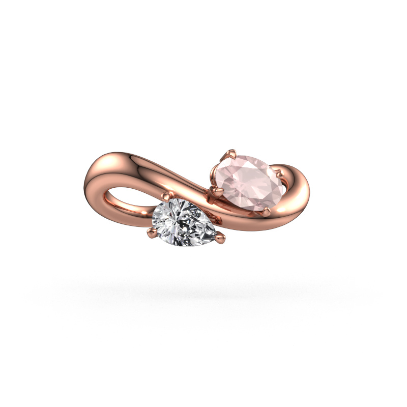 Image of Engagement ring Chloe OVL-PER 585 rose gold Morganite champagne 6.5x4.5 mm