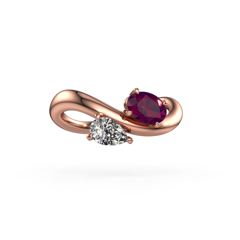 Image of Engagement ring Chloe OVL-PER 585 rose gold Rhodolite 6.5x4.5 mm